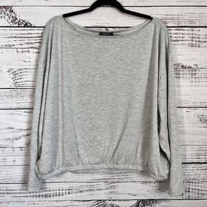NWT Express Heather Gray Long-Sleeve Top XL Wide Boat Neck Minimalist Clean Look